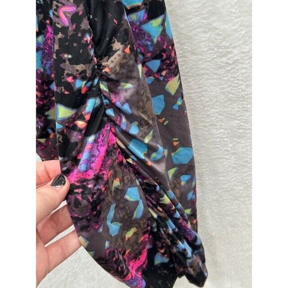 Mara Hoffman Womens Faux Wrap Dress Geometric Print Ruched Side Black Size XS - Picture 7 of 11